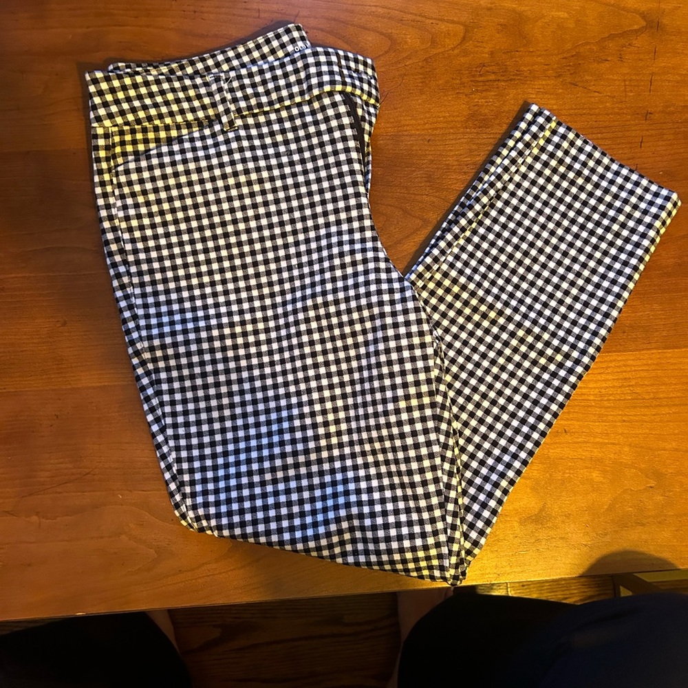 Gingham pixie pants from old navy. Black and white dress pants for office